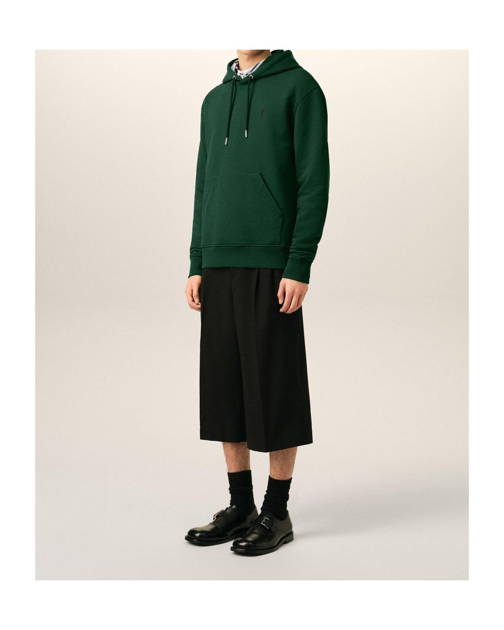 AMI Green Ami De Coeur Drawstring Hoodie for men