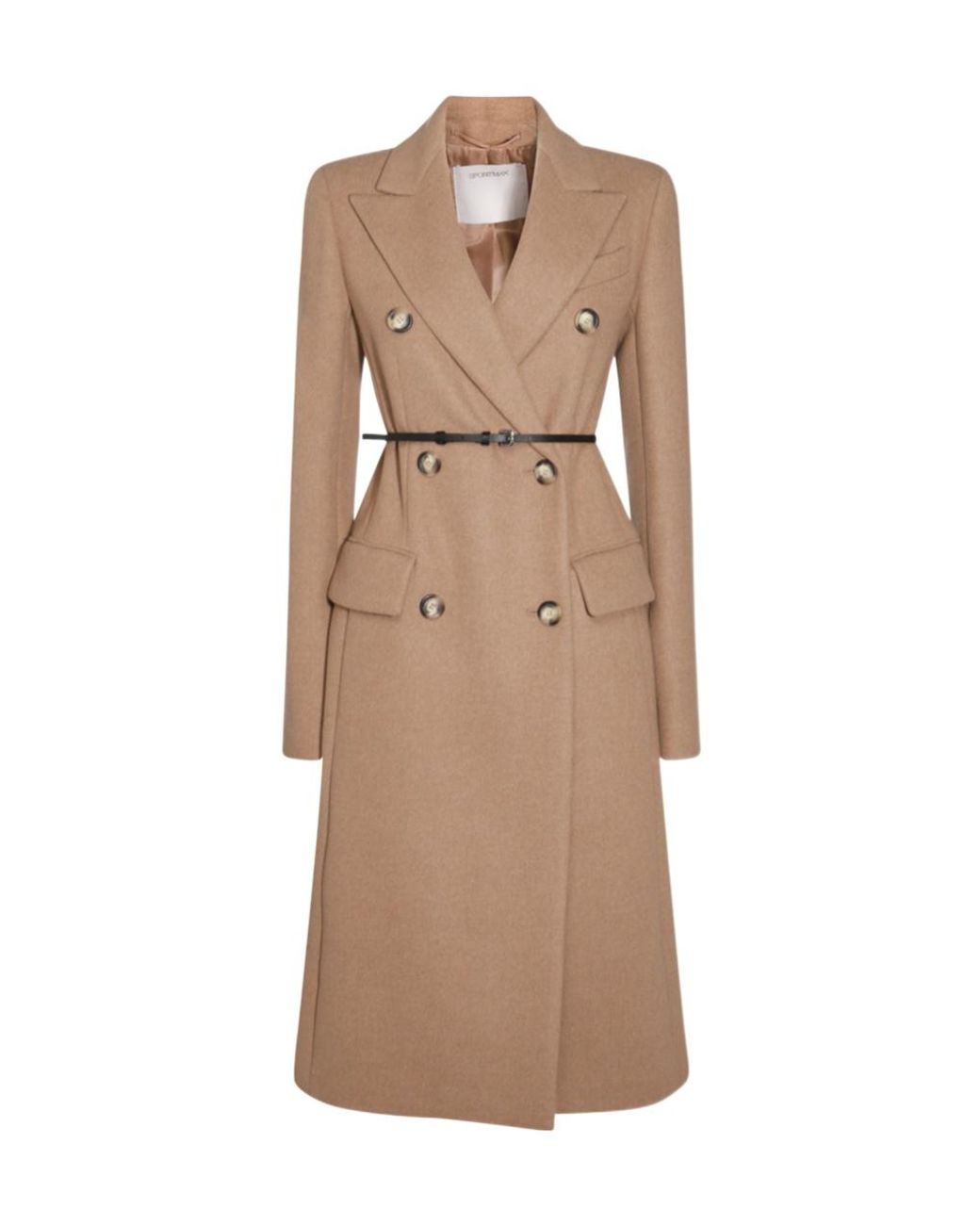 Sportmax Natural Ghia Double-Breasted Belted Trench Coat
