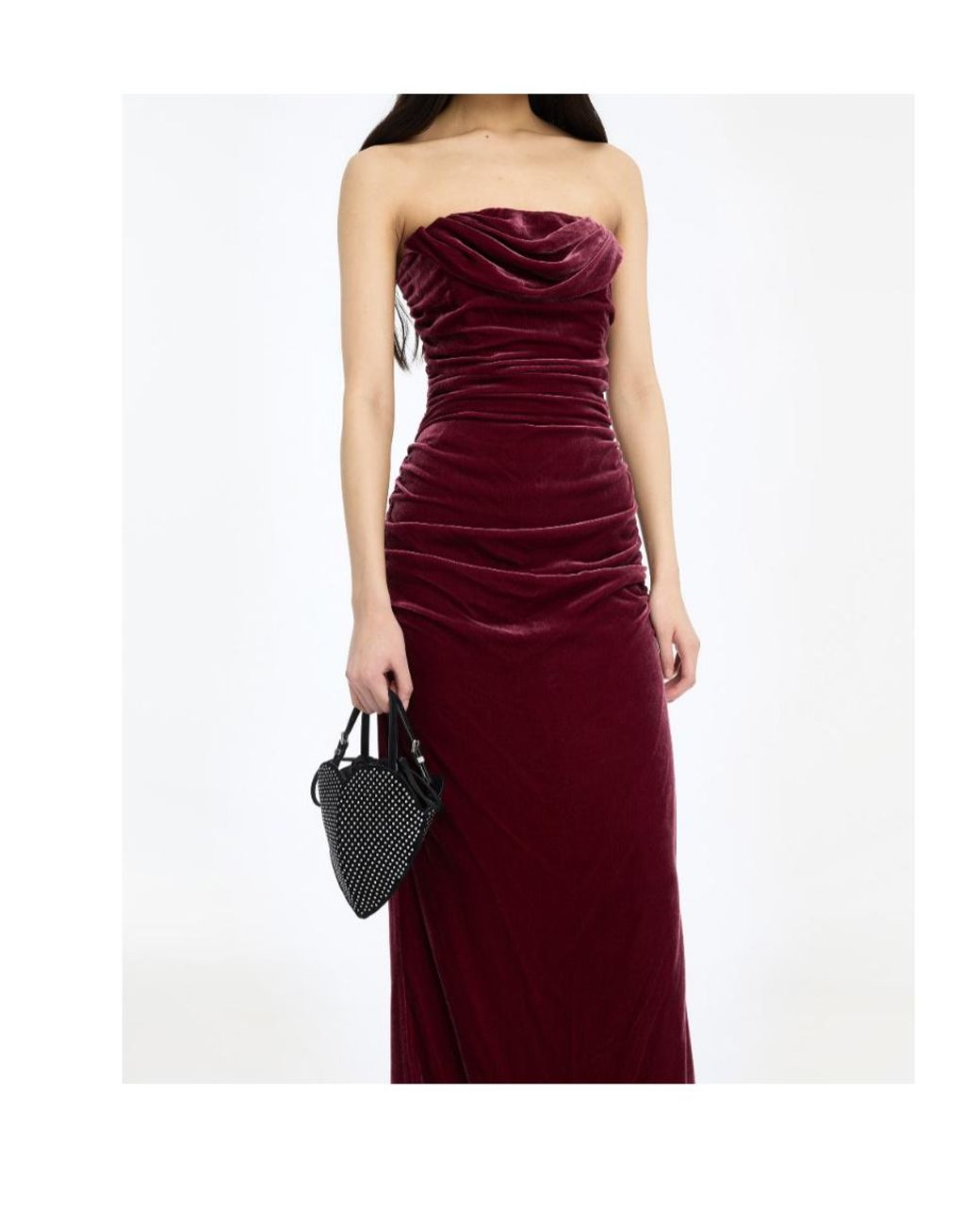 ROTATE BIRGER CHRISTENSEN Purple Silk Velvet Ruched Dress