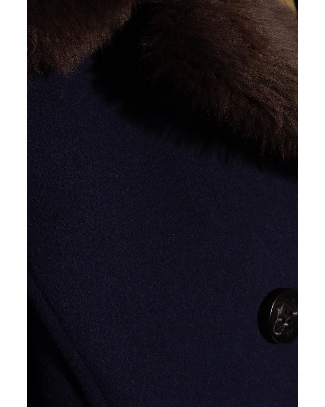 Tory Burch Blue Notched-Lapels Shearling Jacket