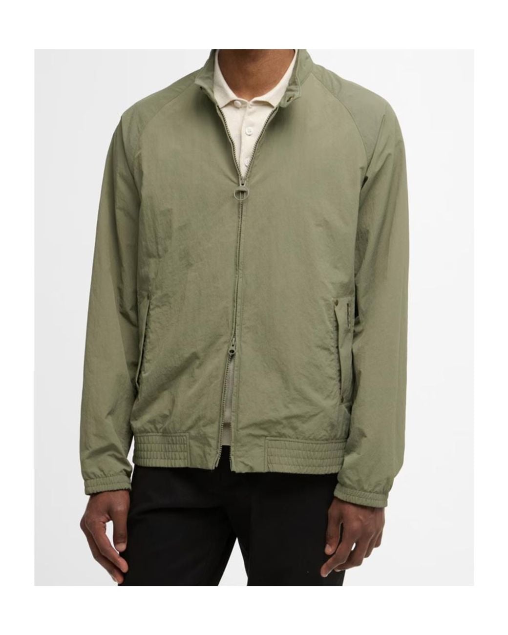 Barbour Green Zippered Long-Sleeved Raincoat for men