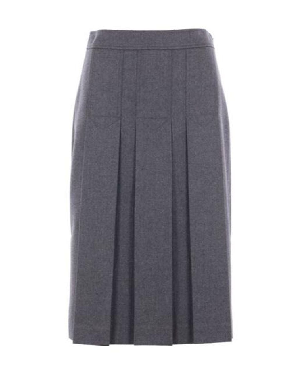 Prada Gray Pleated Midi Skirt