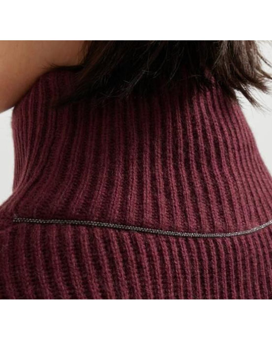 Brunello Cucinelli Red Ribbed Turtleneck Mini Dress