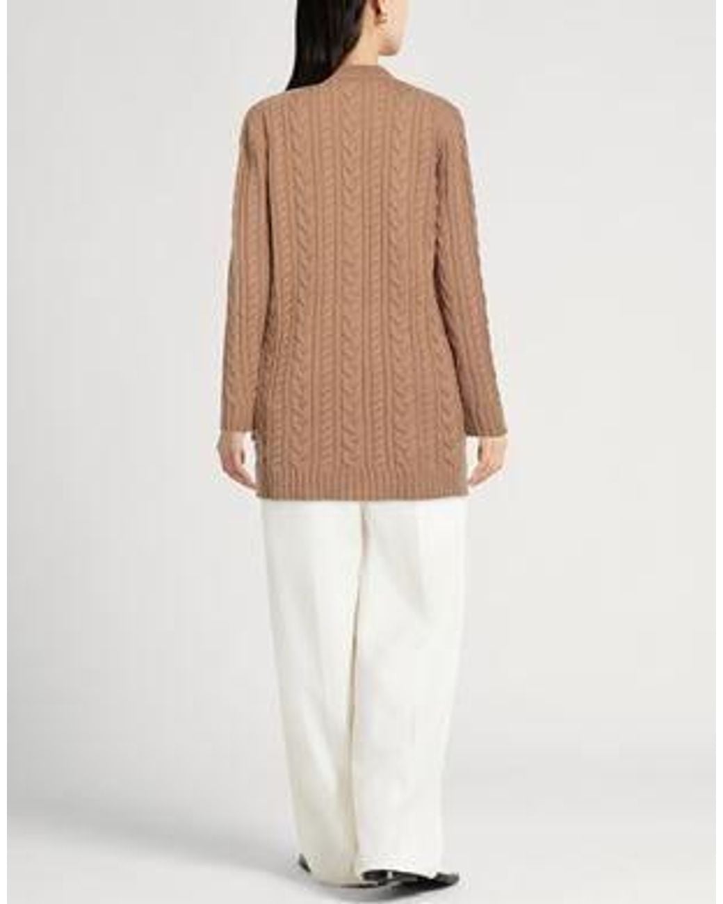 Max Mara Brown Stylish Solid Color Knit Cardigan
