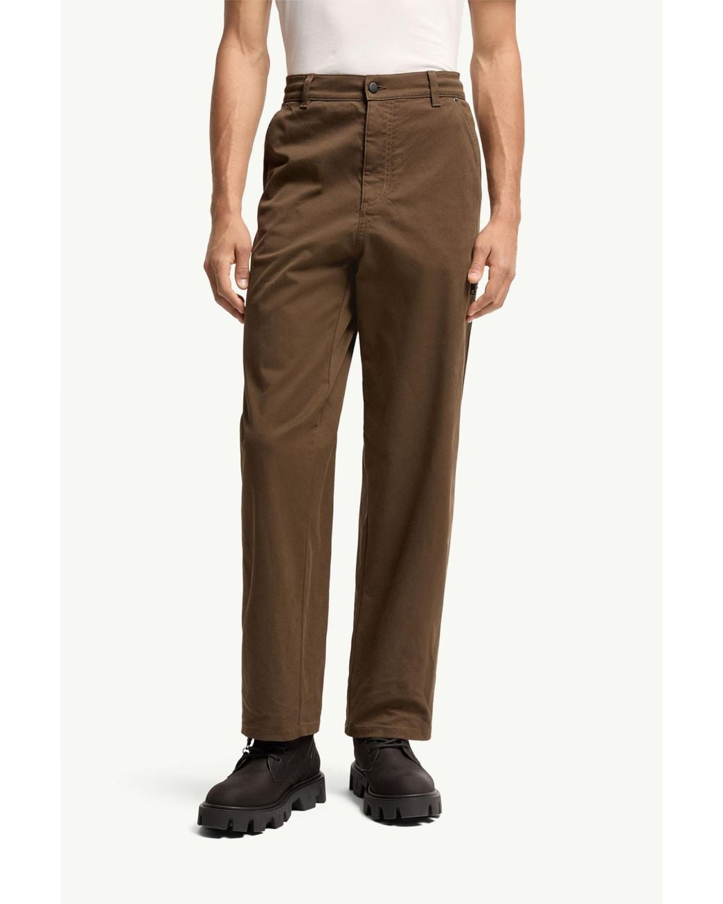Moncler Brown Logo Patch Straight-Leg Pants for men