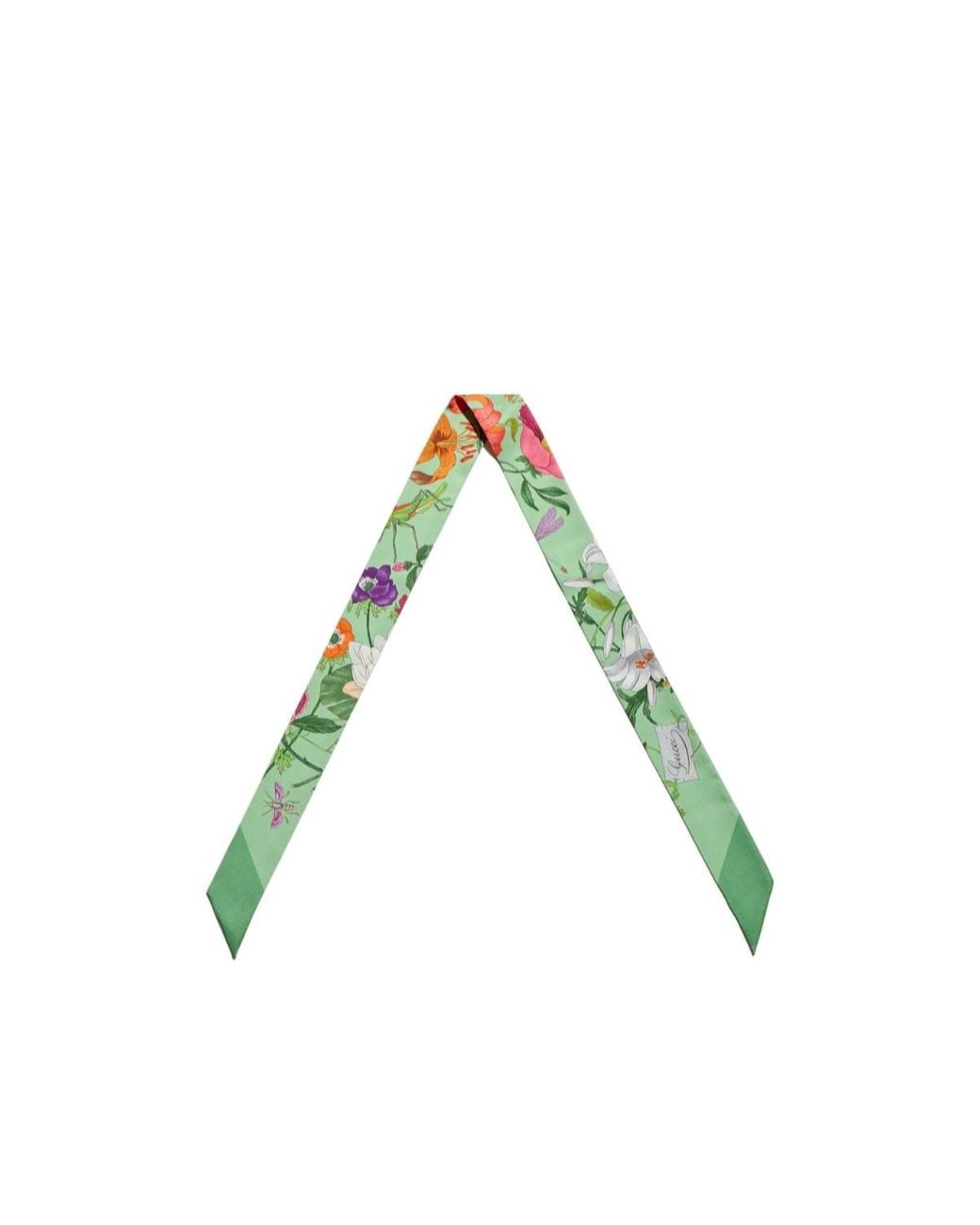Gucci Green Printed Silk Twill Ribbon