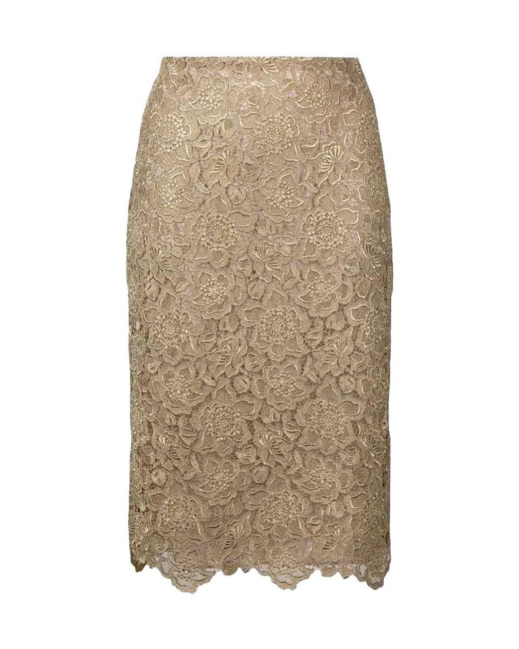 Valentino Natural Floral Embroidered Mesh Skirt