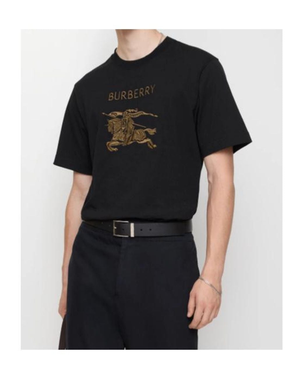 Burberry Black T-Shirt With Embroidered Logo for men