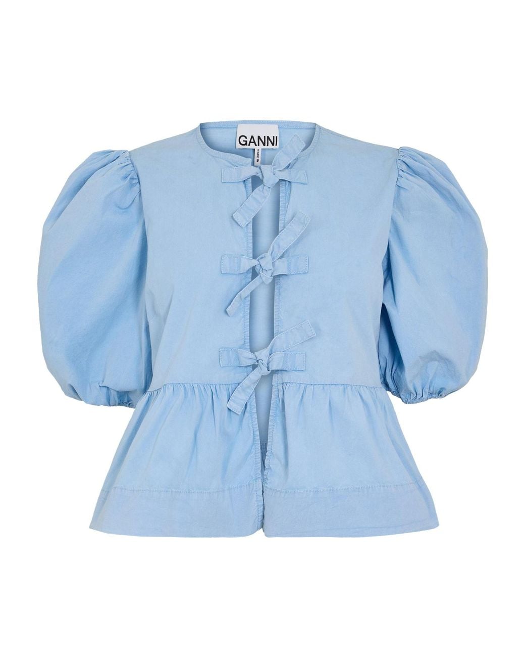 Ganni Blue Ruffled Blouse