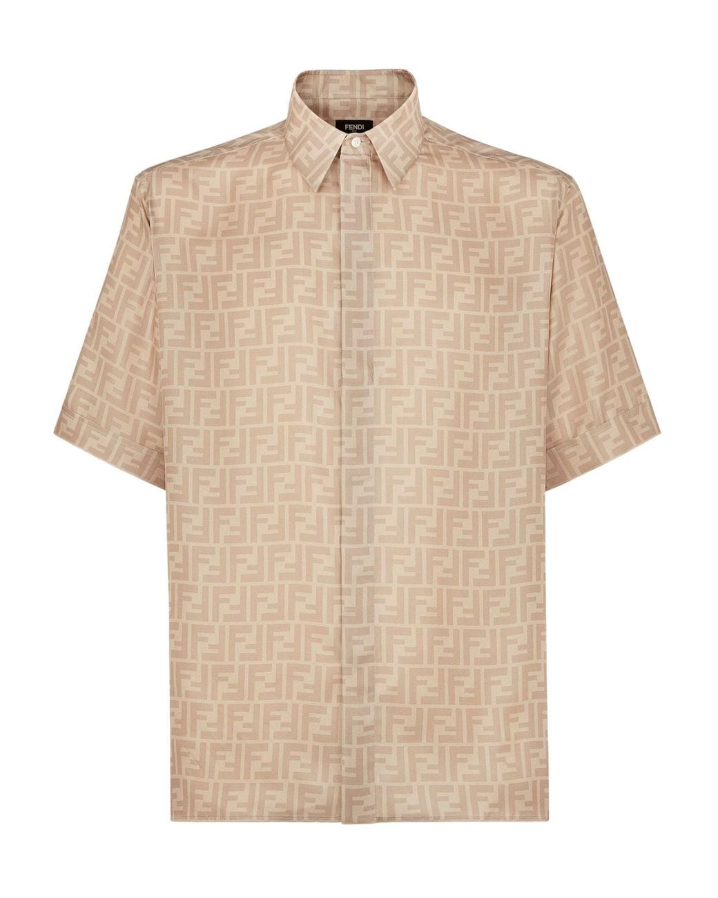 Fendi Natural Logo Detailed Short Sleeved Shirt for men