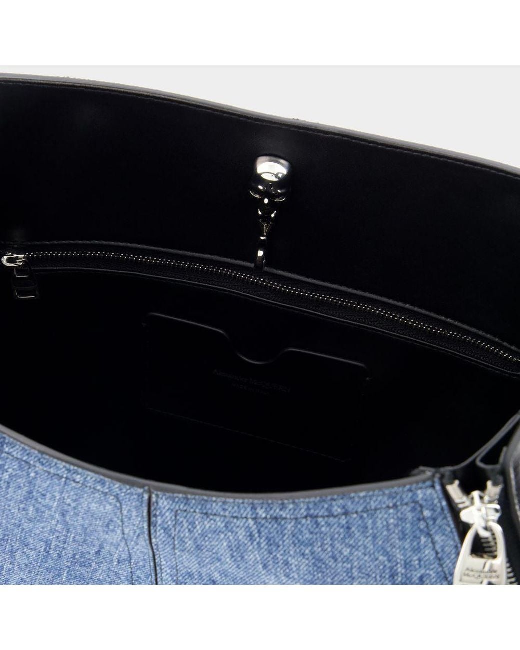 McQueen Blue The Skull Denim Hobo Bag