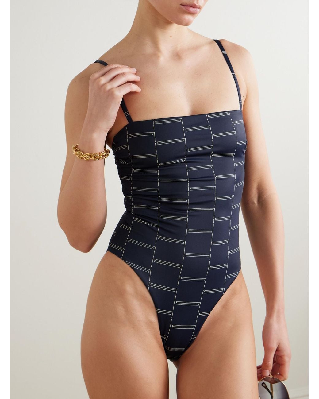 Matteau Blue Square Printed Swimsuit