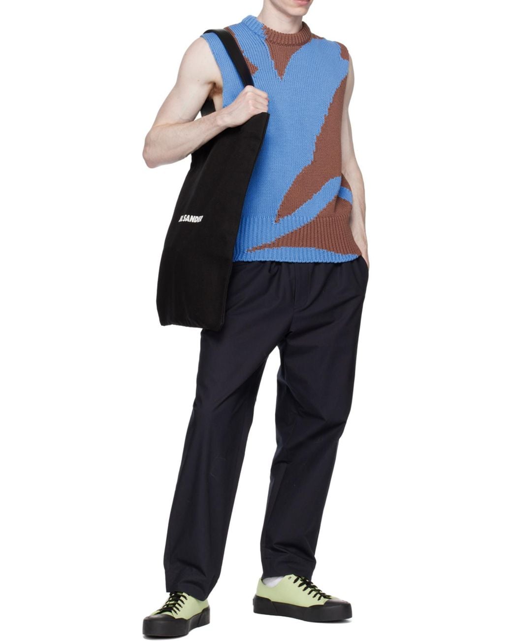 Jil Sander Blue Colorblock Vest for men
