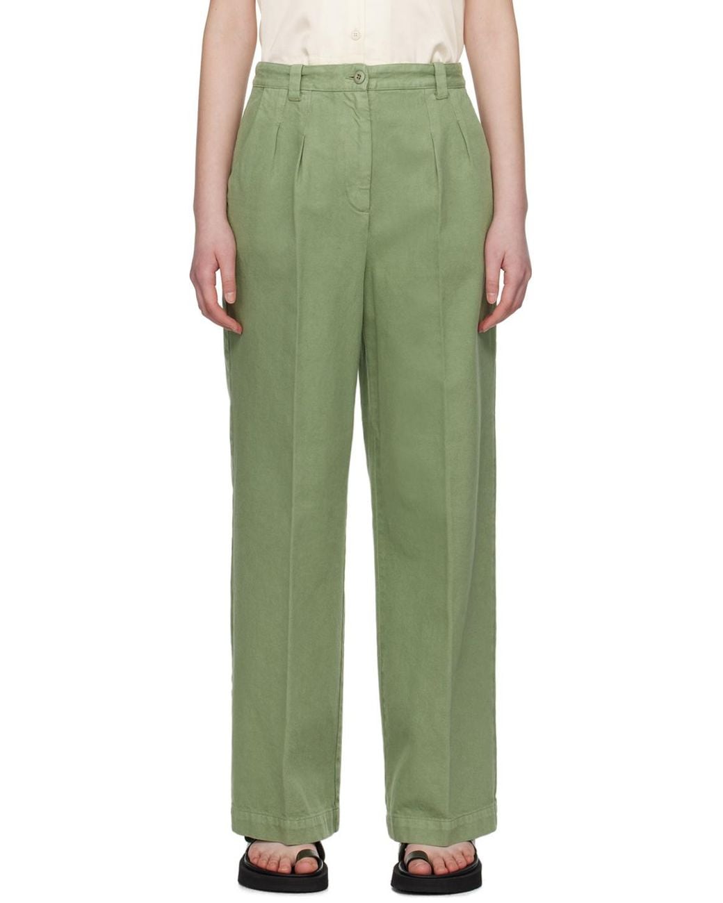 A.P.C. Green Khaki Tressie Trousers