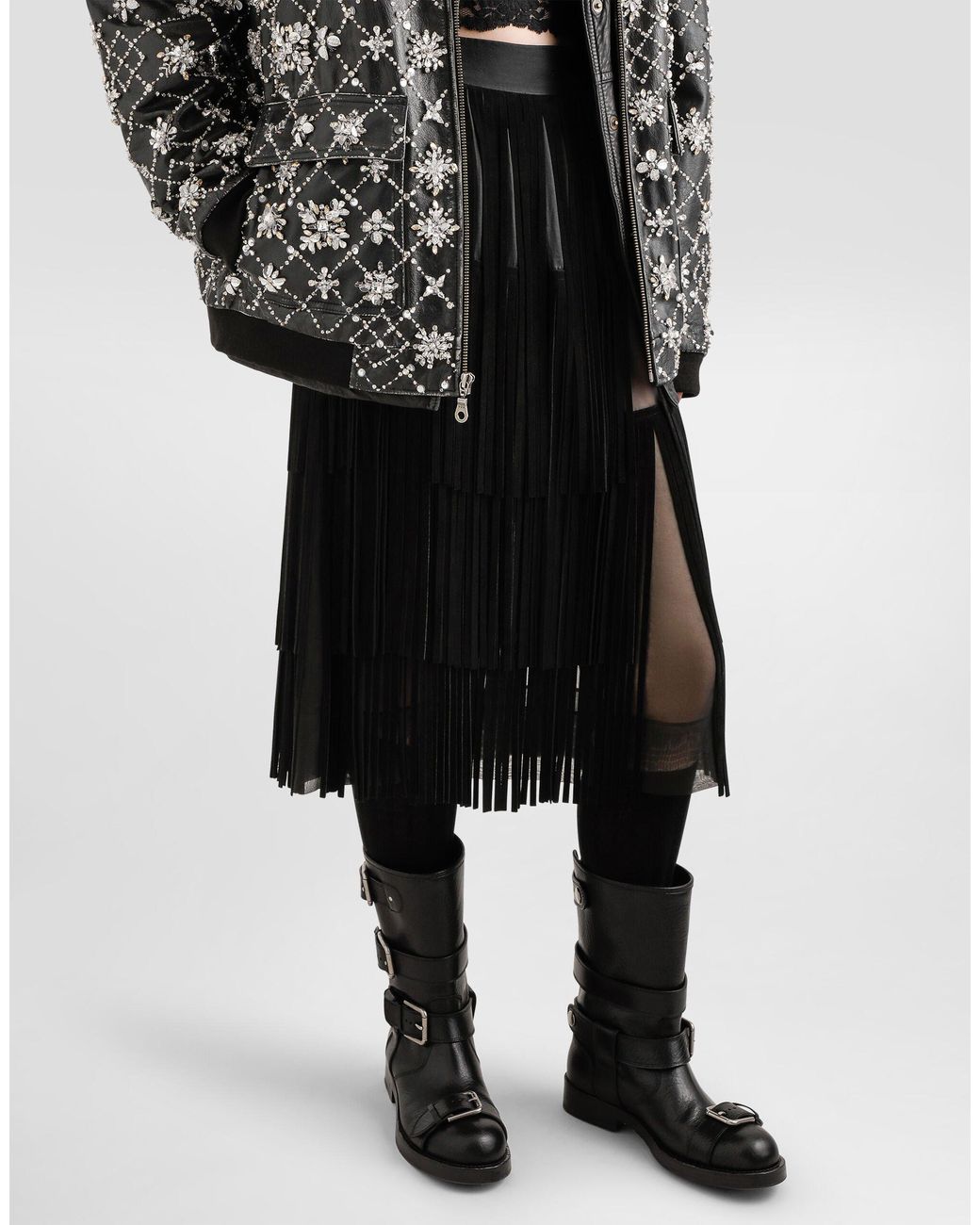 Dolce & Gabbana Black Silk Organza Midi Skirt