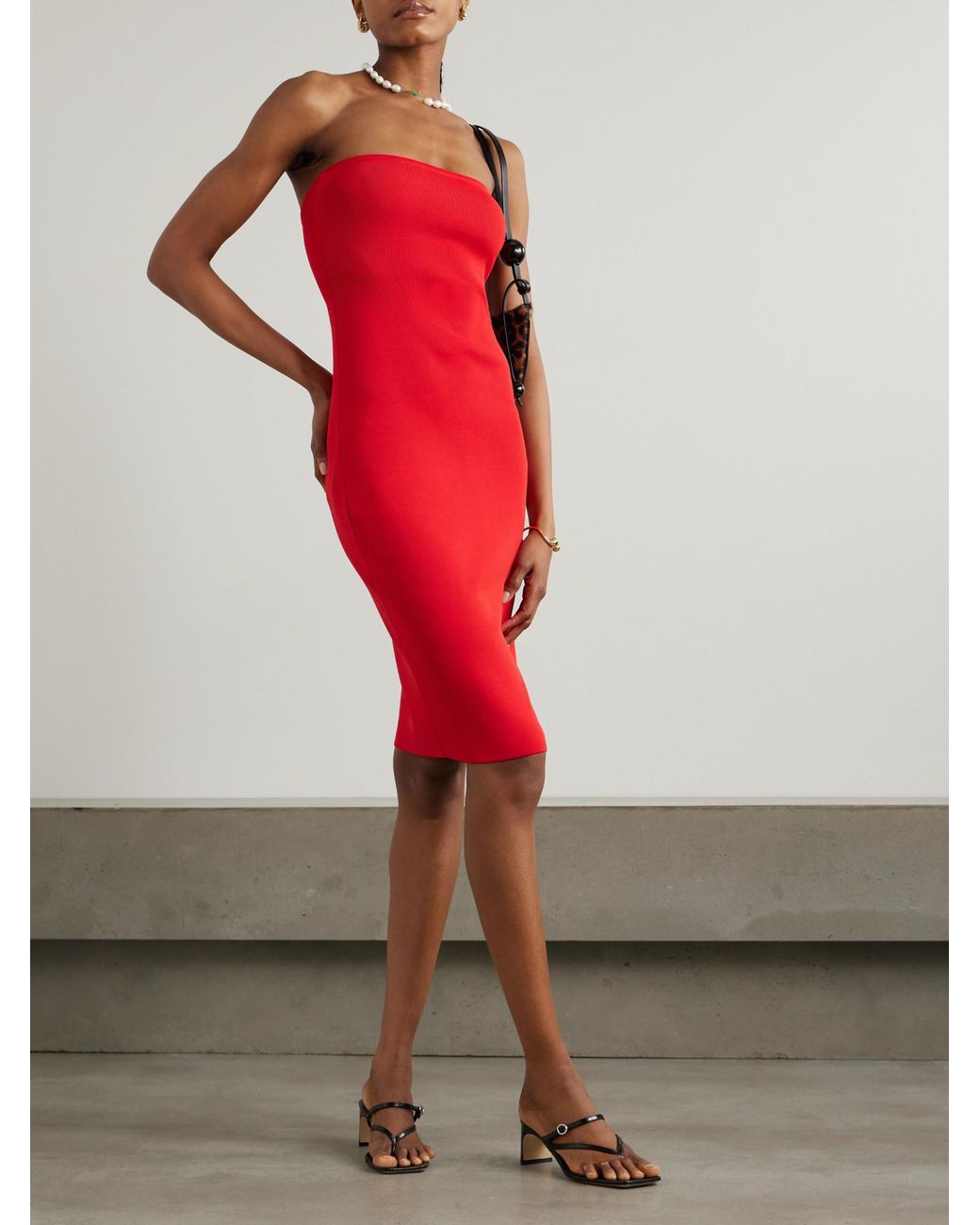 Staud Red Spaghetti Strap Dress