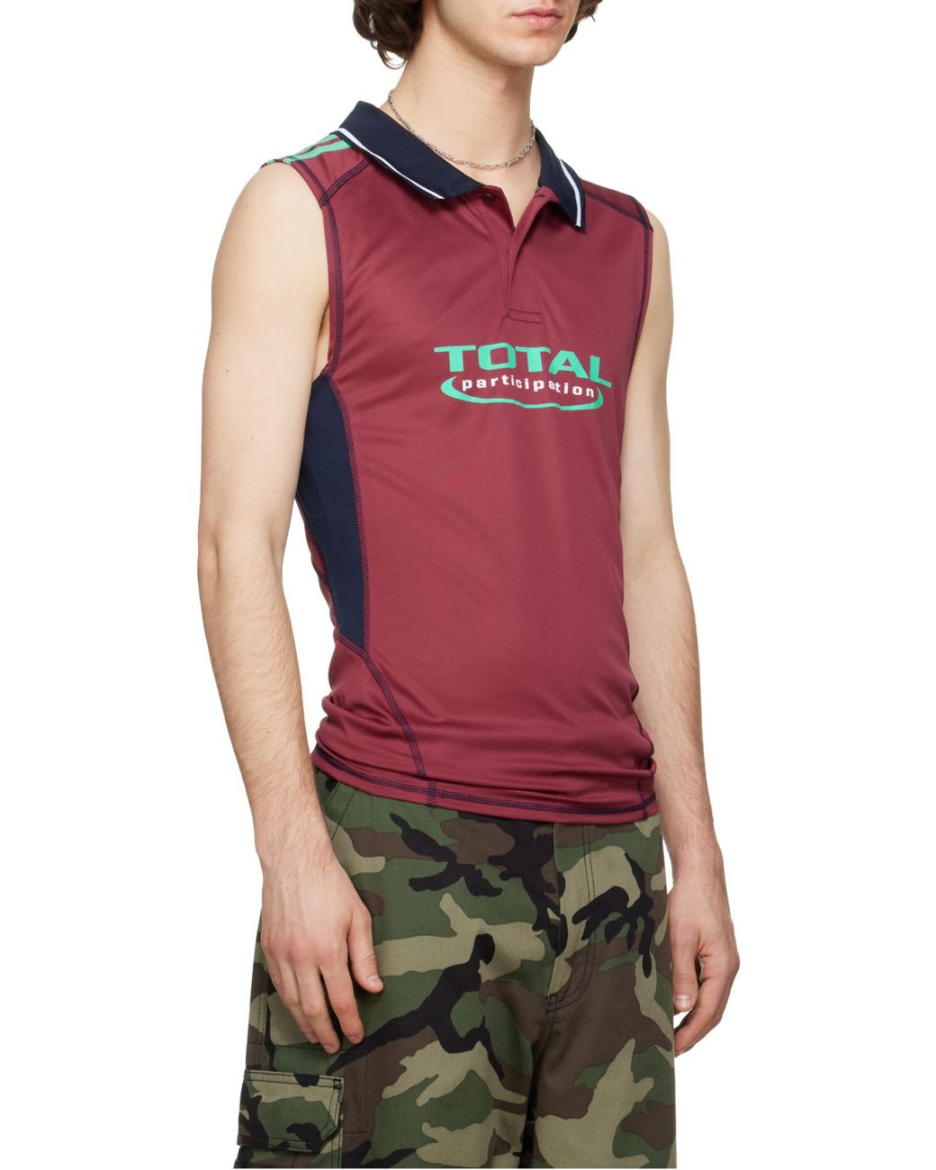 Martine Rose Red Shrunken Stretch Football Vest for men