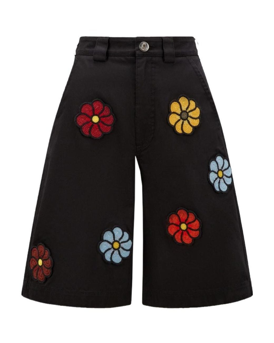 Moncler Black X Jw Anderson Floral Detailed Shorts for men