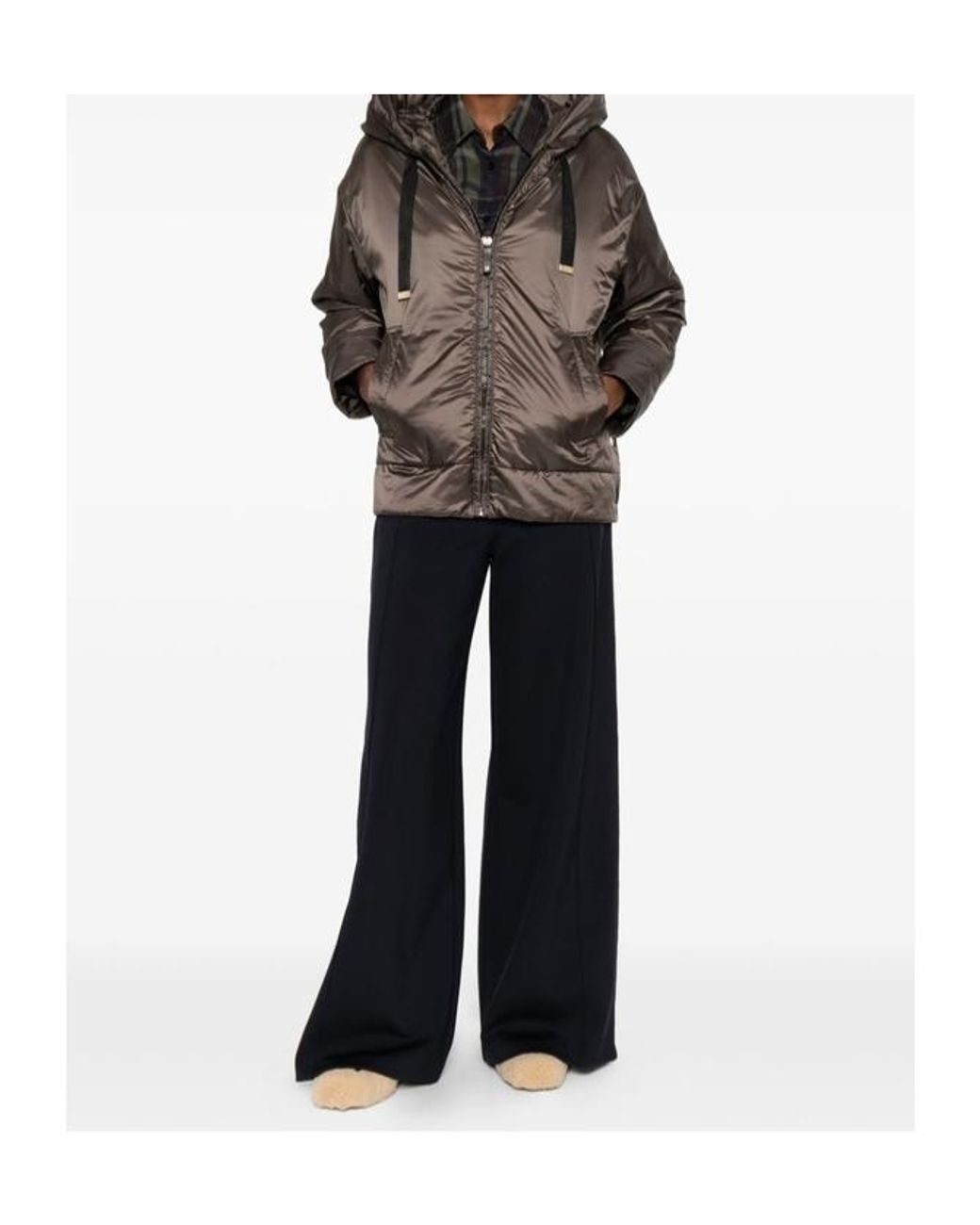 Max Mara Brown The Cube Daria Quilted Hooded Jacket