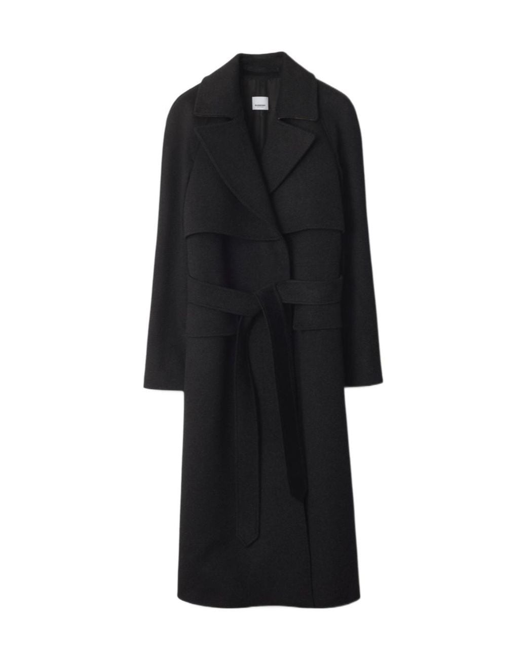 Burberry Black Long Wool Cashmere Trench Coat