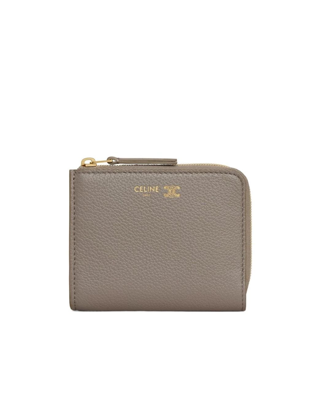 Céline Gray Flat Zipped Wallet Triomphe Stamp