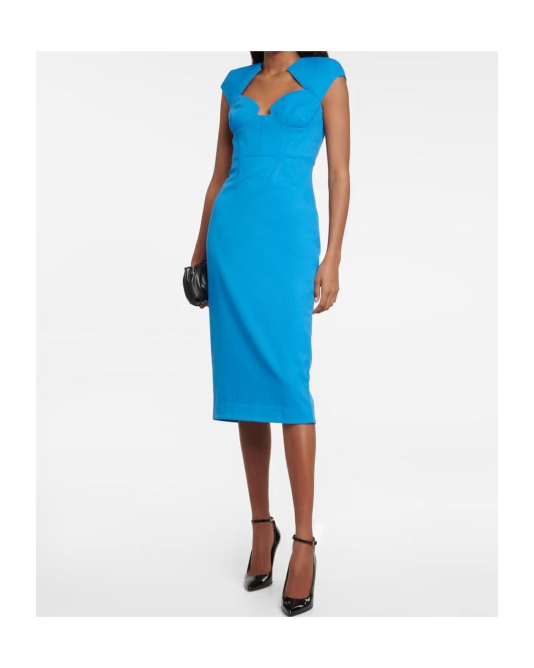 Roland Mouret Blue Sweetheart Ruffle Dress With Zip