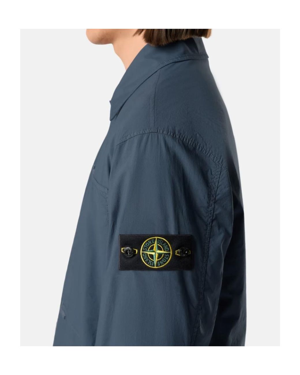 Stone Island Blue Comfort-Fit Zip-Up Overshirt With Chest Pockets for men