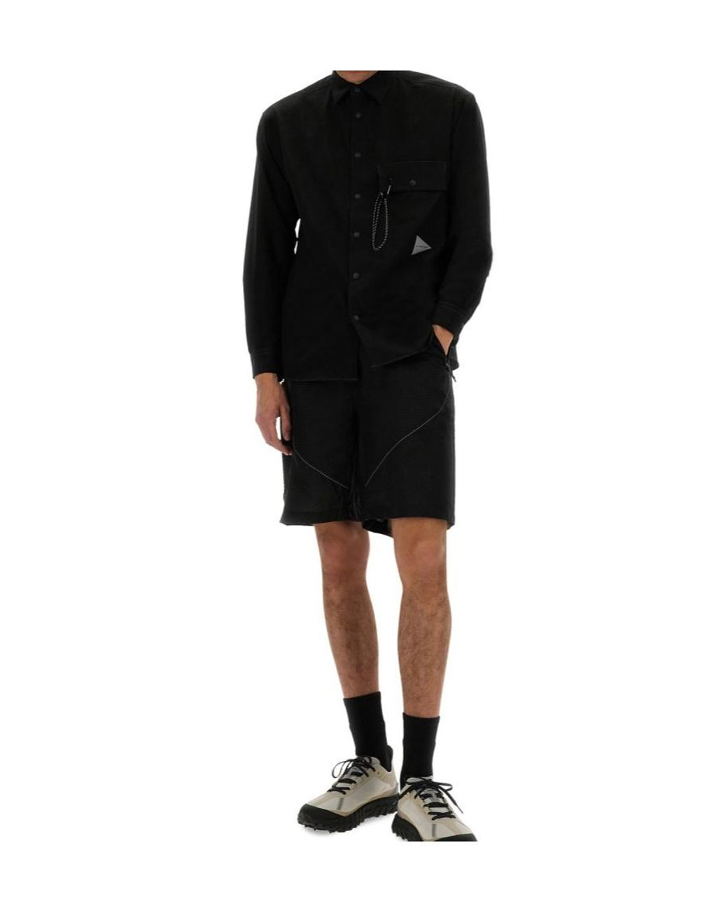 And Wander Black Belted Waist Shorts for men