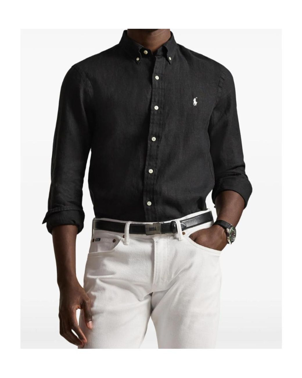 Ralph Lauren Black Slim Fit Button-Down Shirt for men