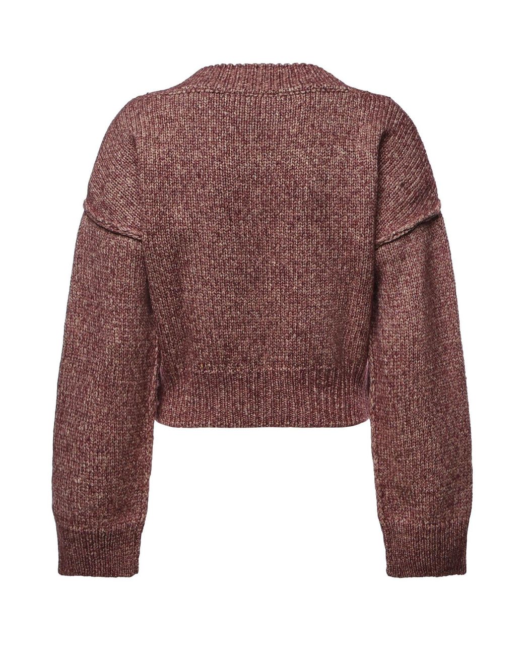 ROTATE BIRGER CHRISTENSEN Brown Cropped V-Neck Knitted Sweater