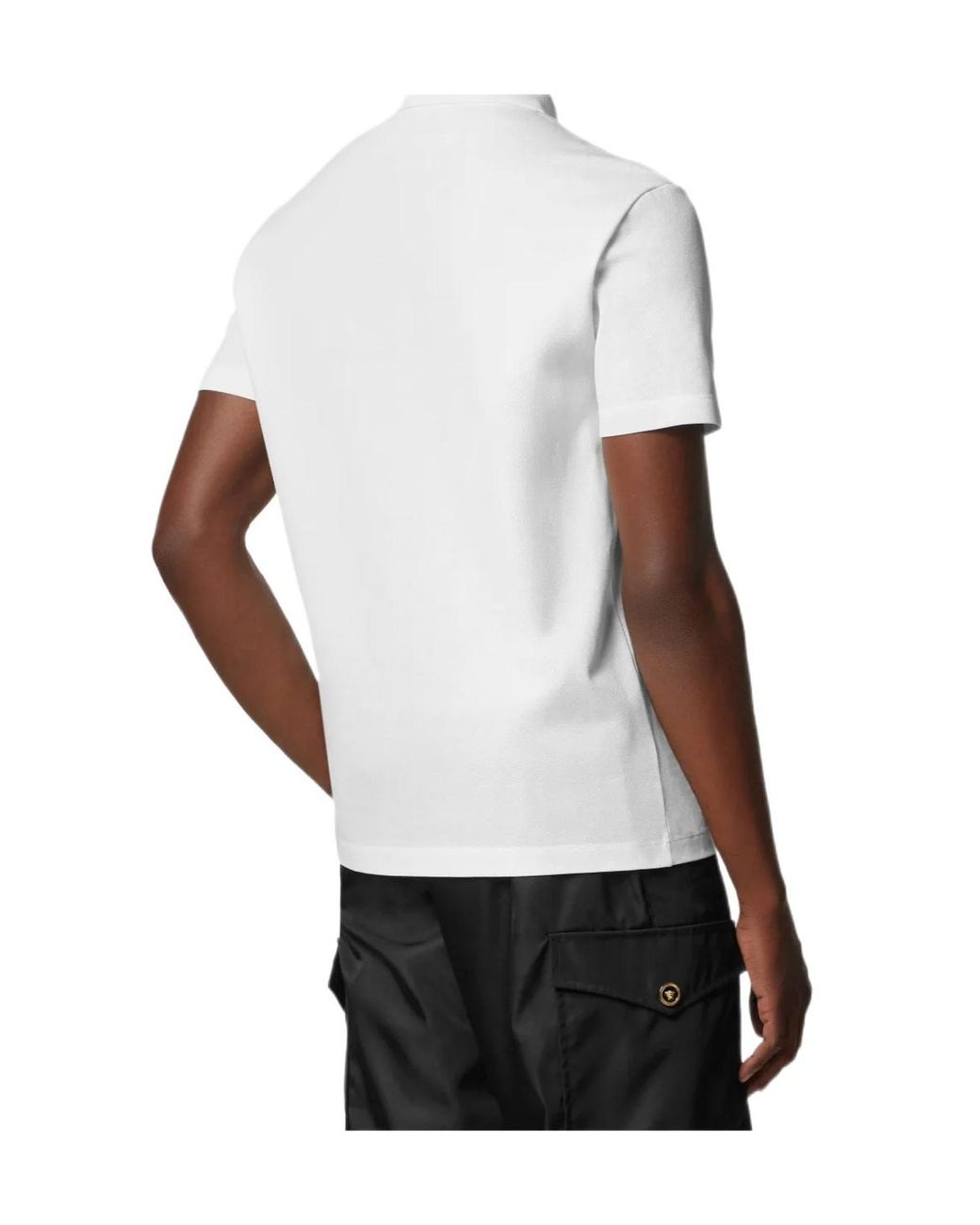 Versace White Cotton Polo Shirt for men