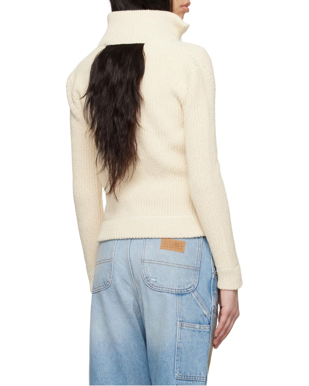 MM6 by Maison Margiela Natural High Neck Cardigan
