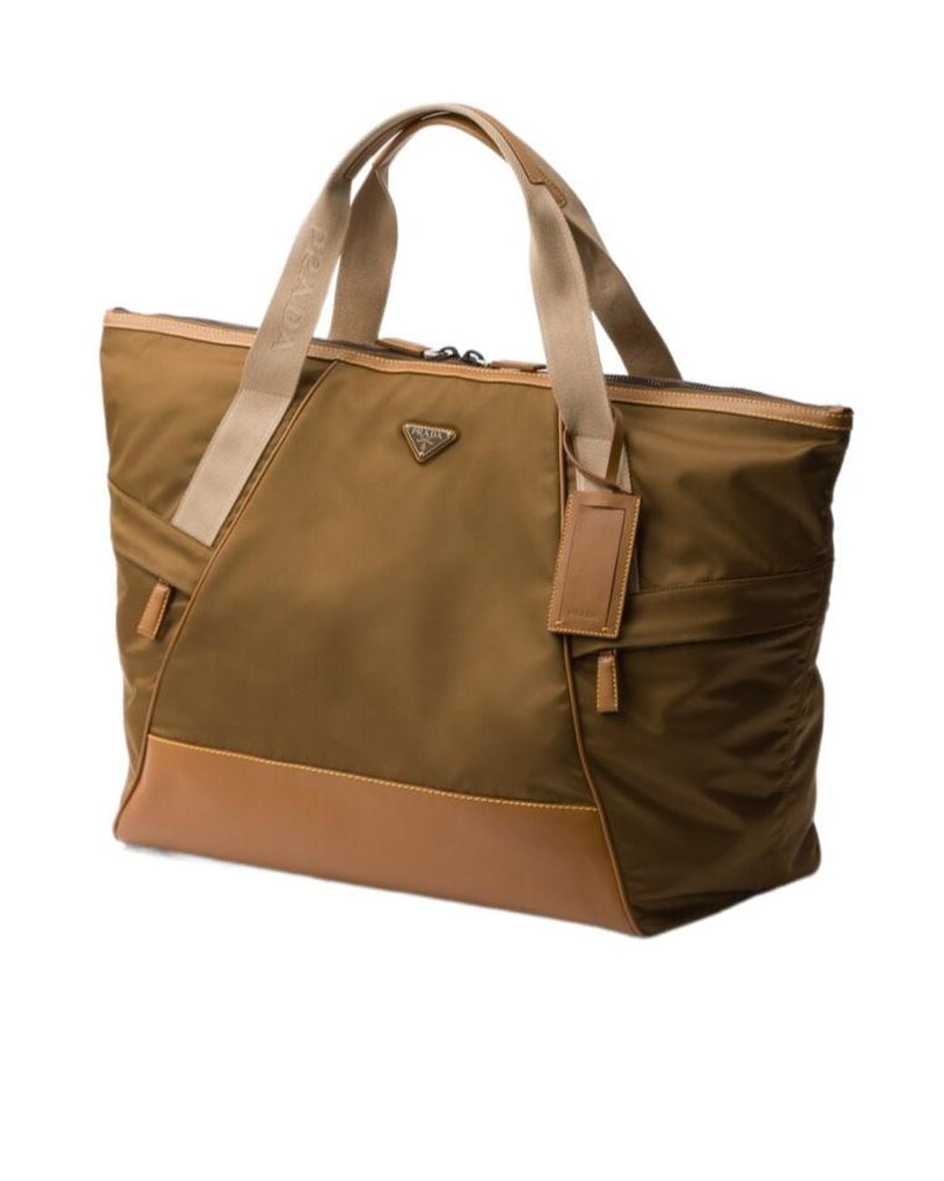 Prada Brown Re-Nylon Zipped Duffle Bag for men
