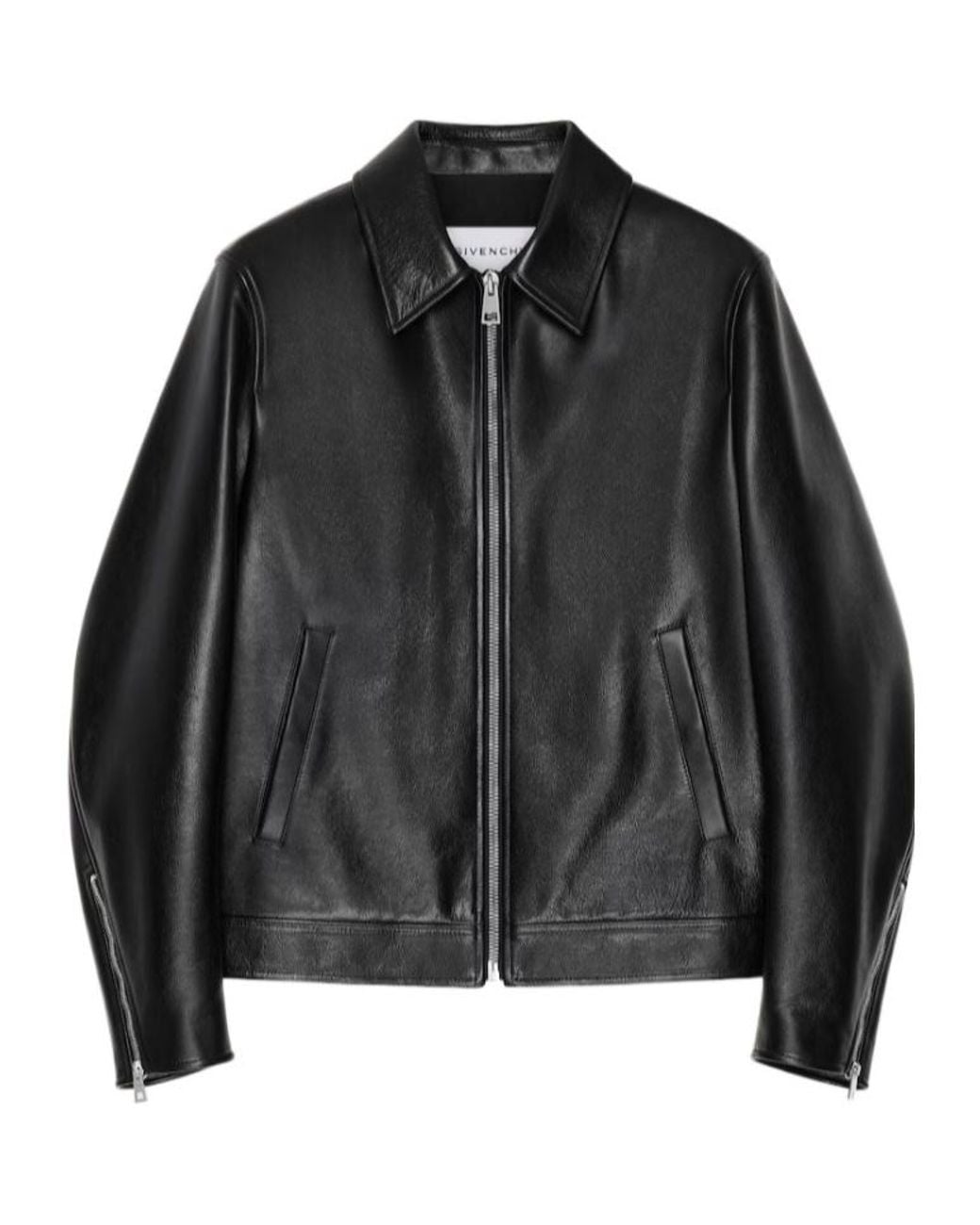Givenchy Black Zip-Up Leather Biker Jacket for men