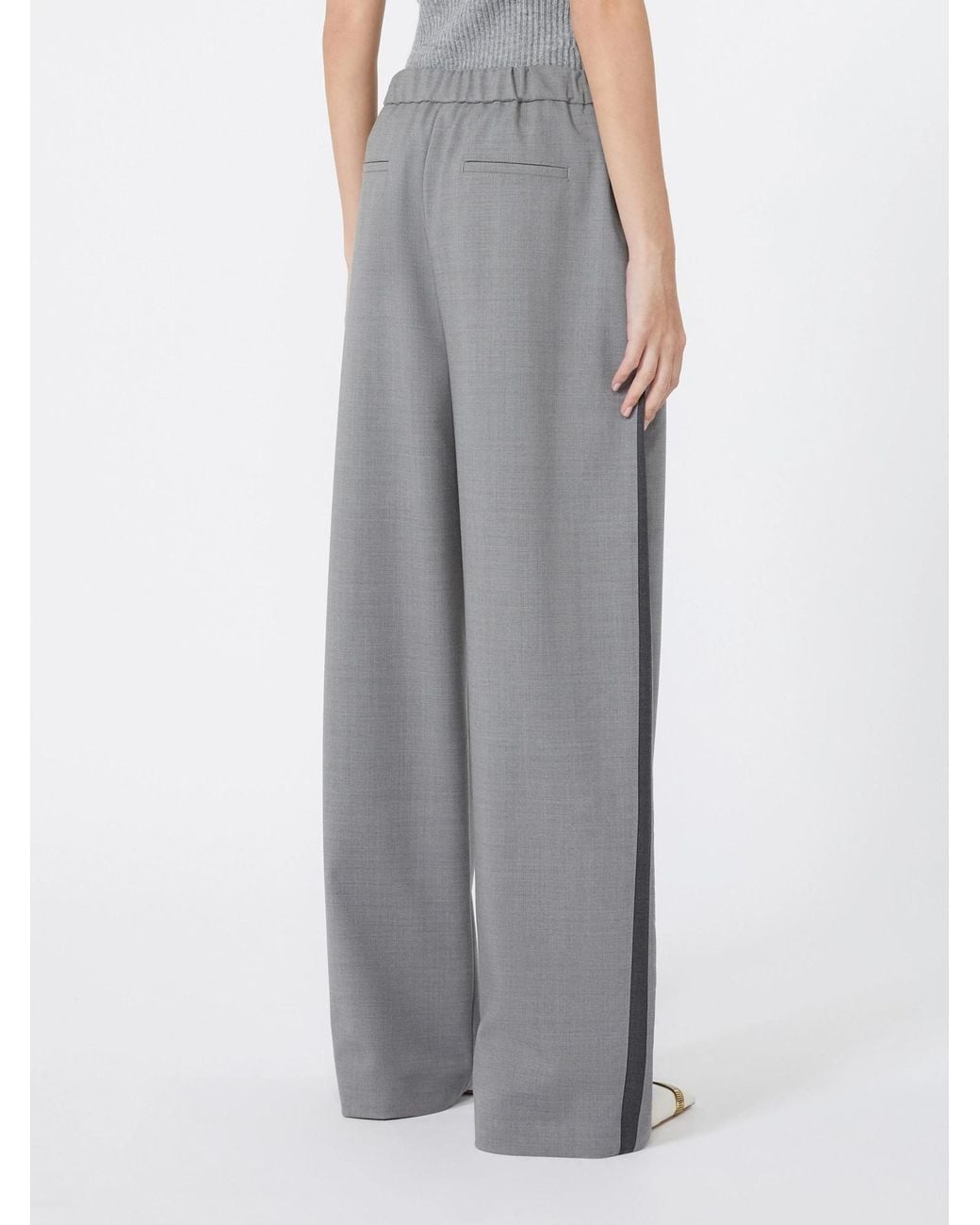 Sportmax Gray Spxaceri Side Stripe Pants