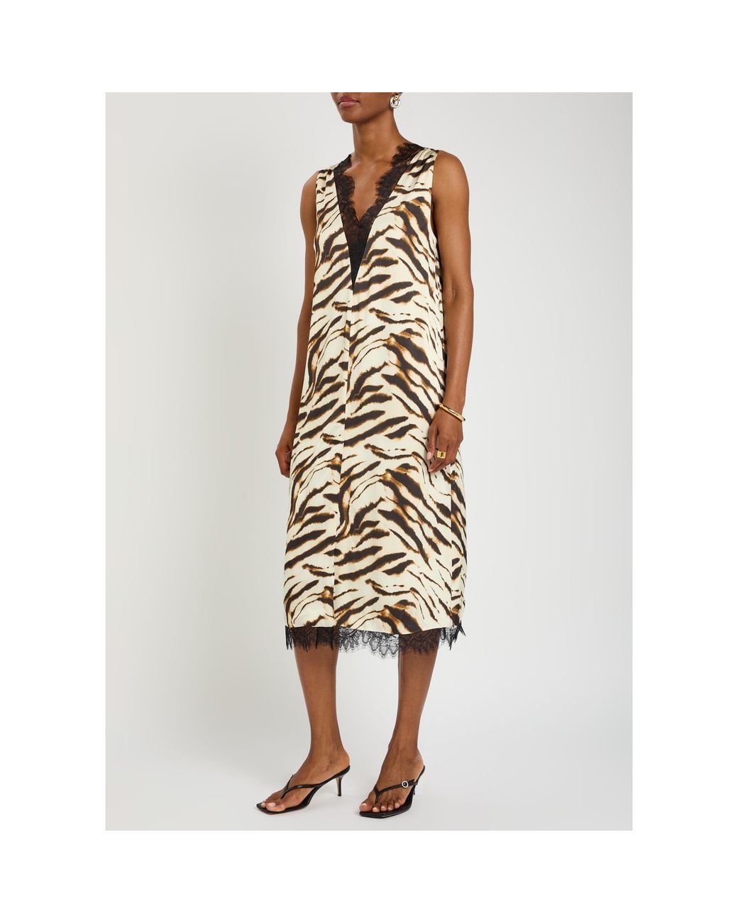 Ganni Metallic Printed Satin Skirt
