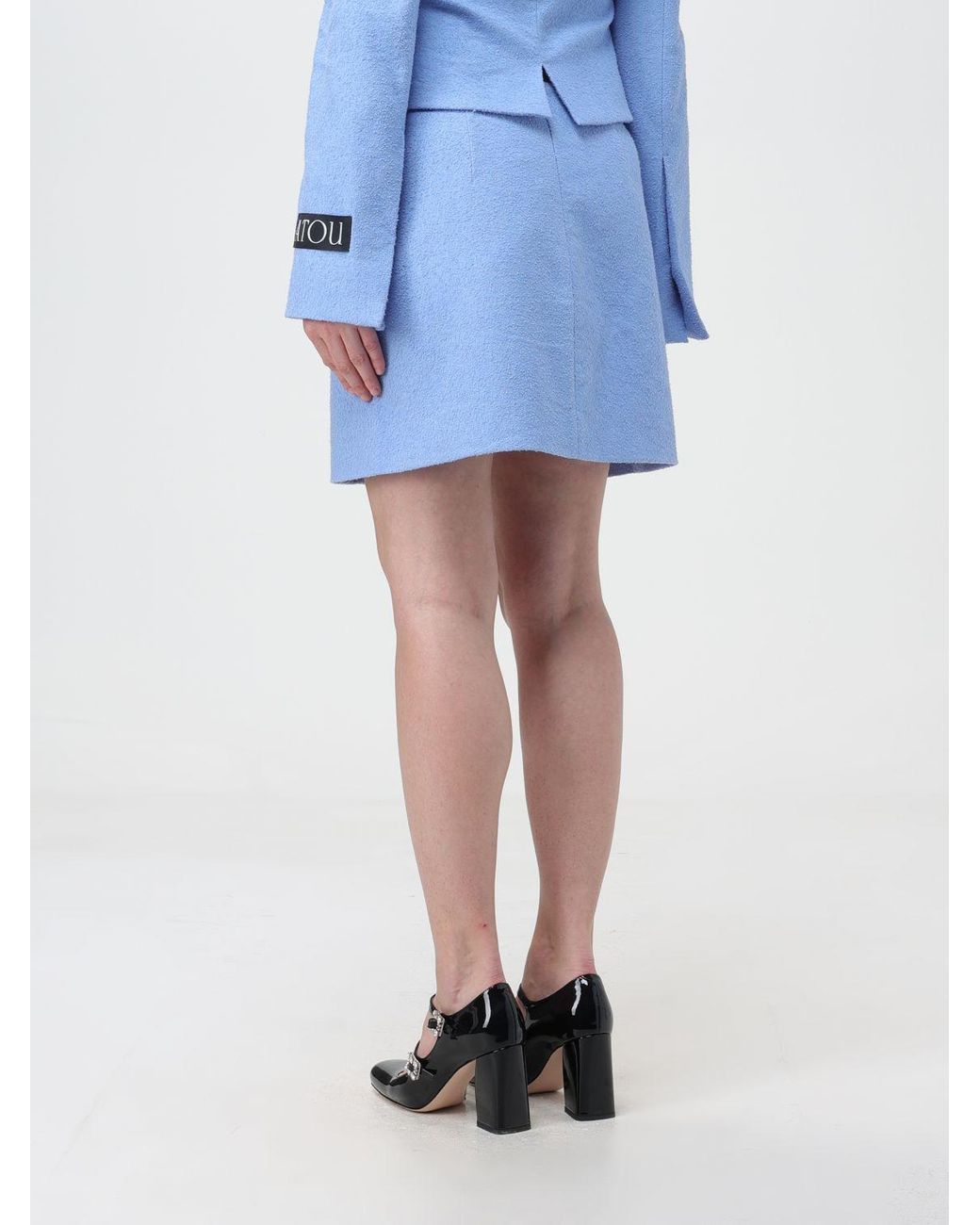 Patou Blue High-Waisted Zipped Mini Skirt