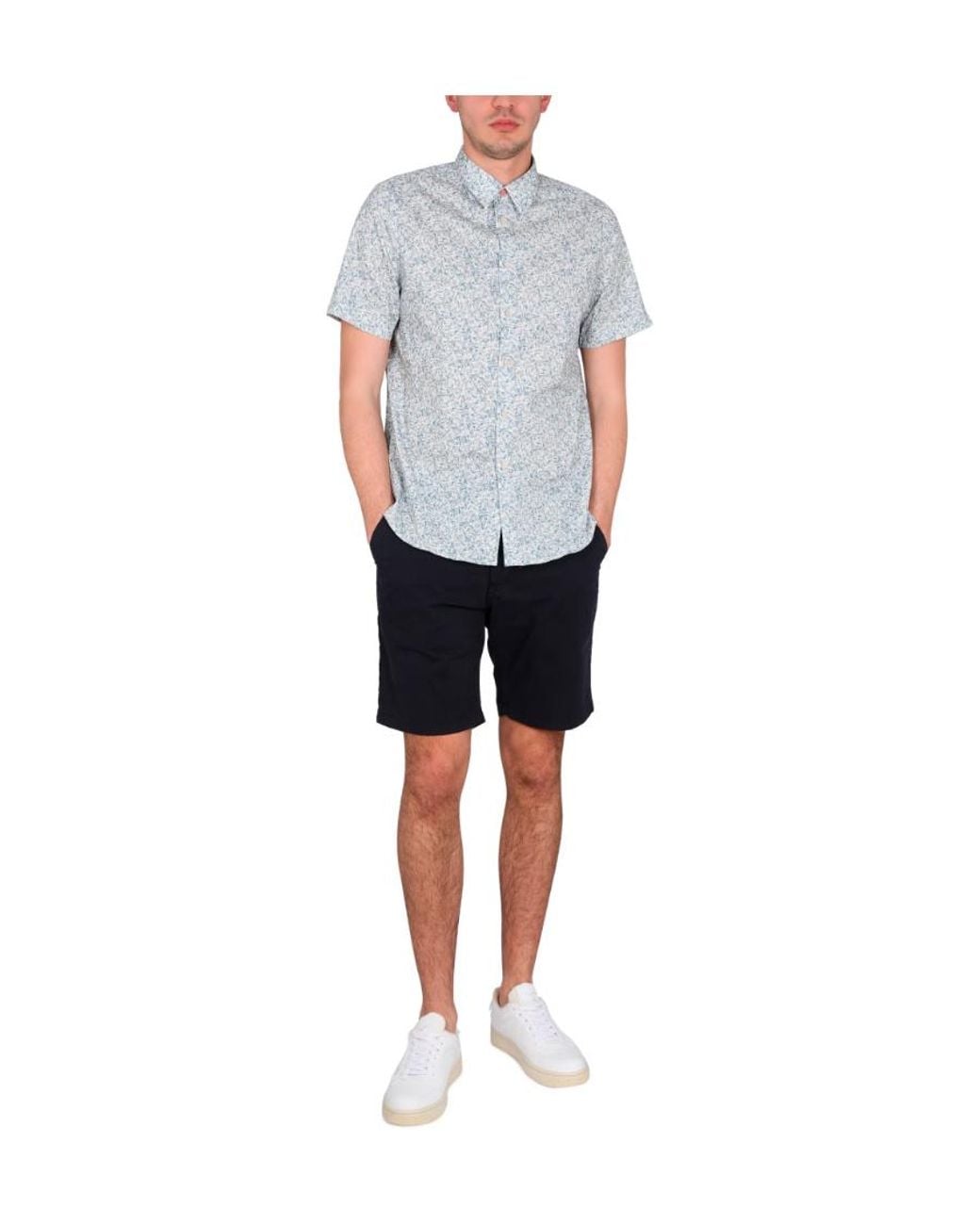 Paul Smith Gray Ps Paul Smith Graphic Printed Curved Hem Shirt for men