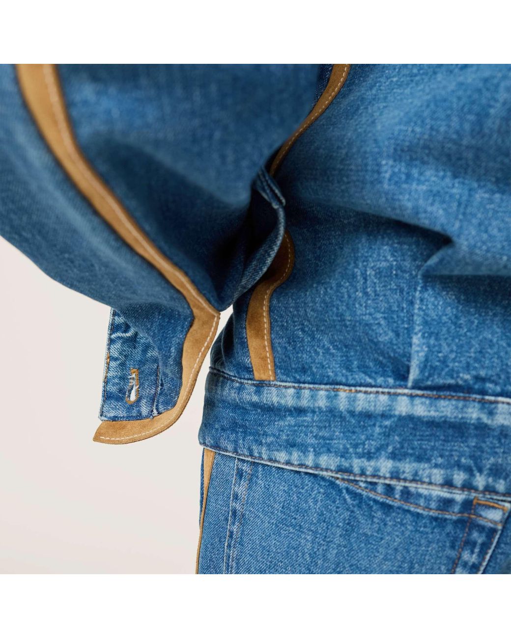 Miu Miu Blue Denim And Leather Blouson Jacket