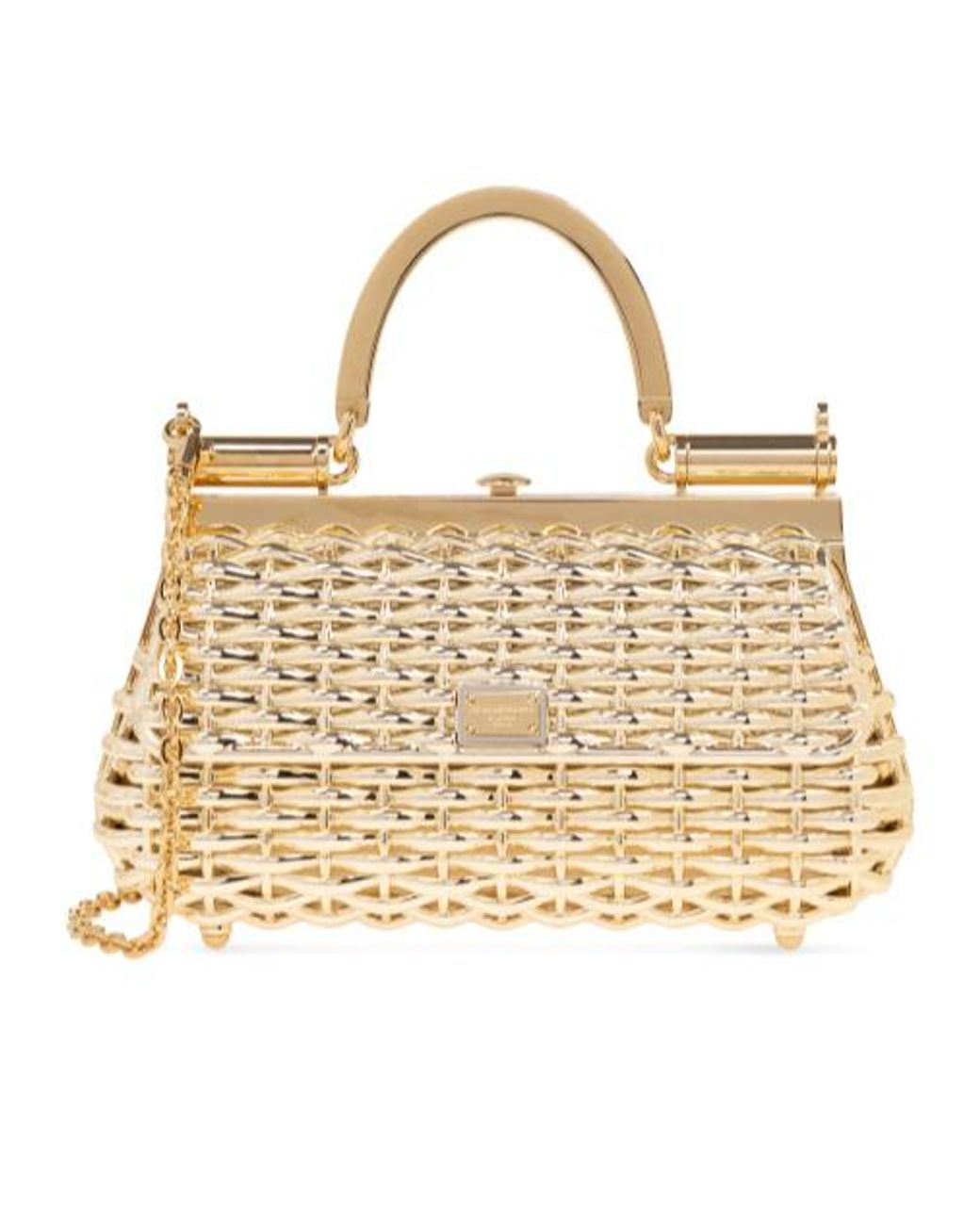 Dolce & Gabbana Metallic Sicily Logo Tag Box Handbag