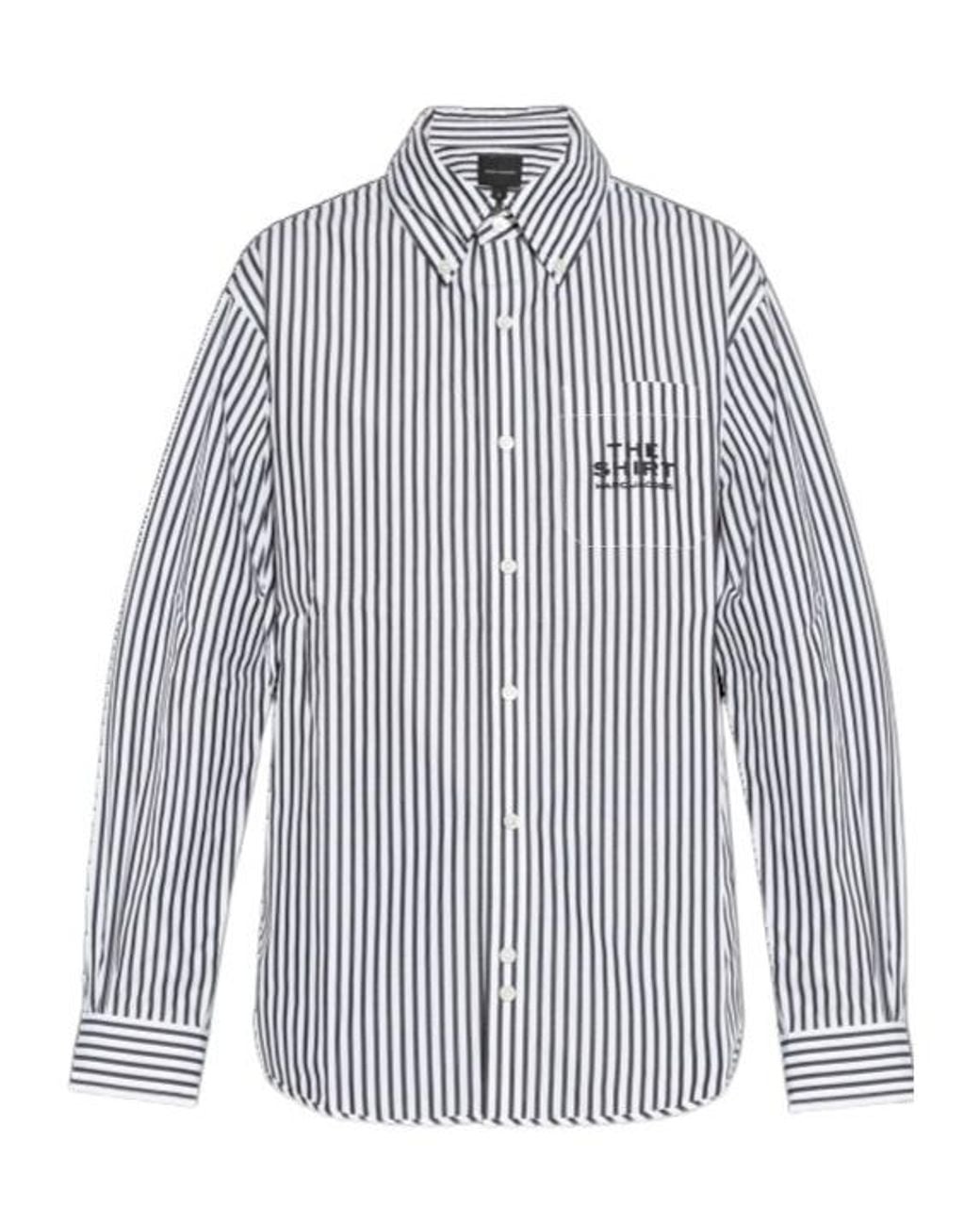 Marc Jacobs Blue The Striped Logo Embroidered Shirt
