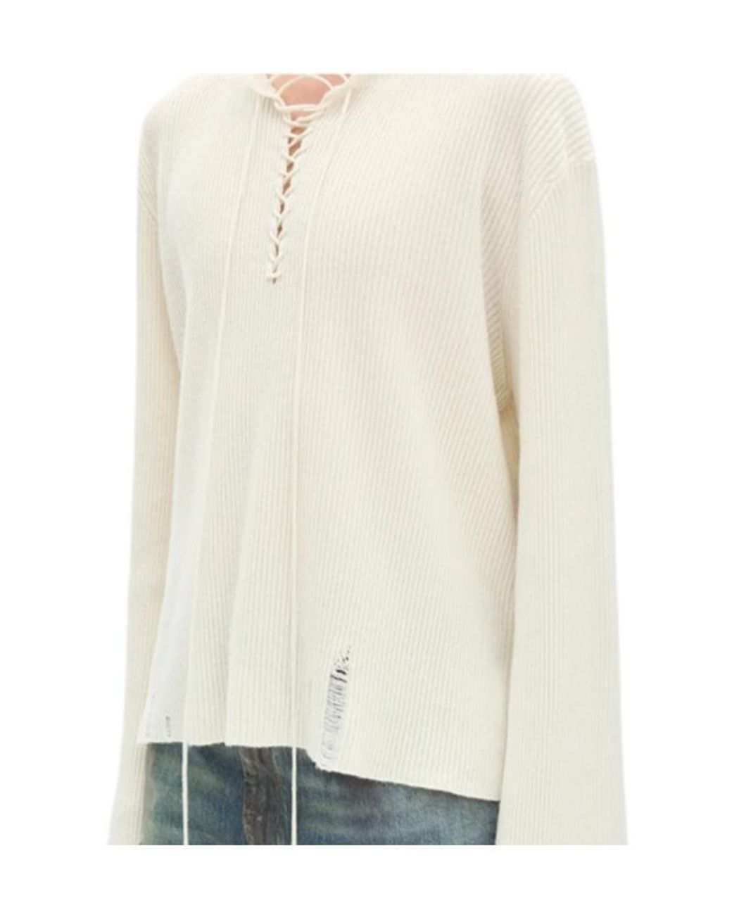 Ann Demeulemeester White Tie Sweater