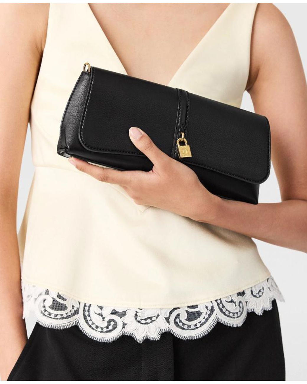 Stella McCartney Black Ryder Pochette Lock Charm Shoulder Bag