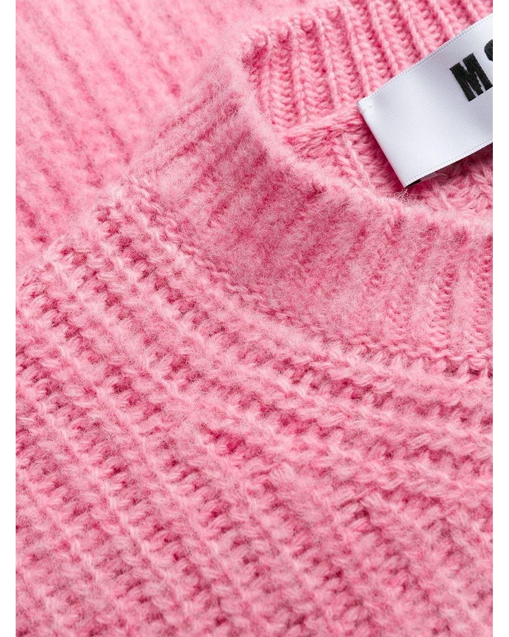 MSGM Pink Embellished Diamond Effect Sweater
