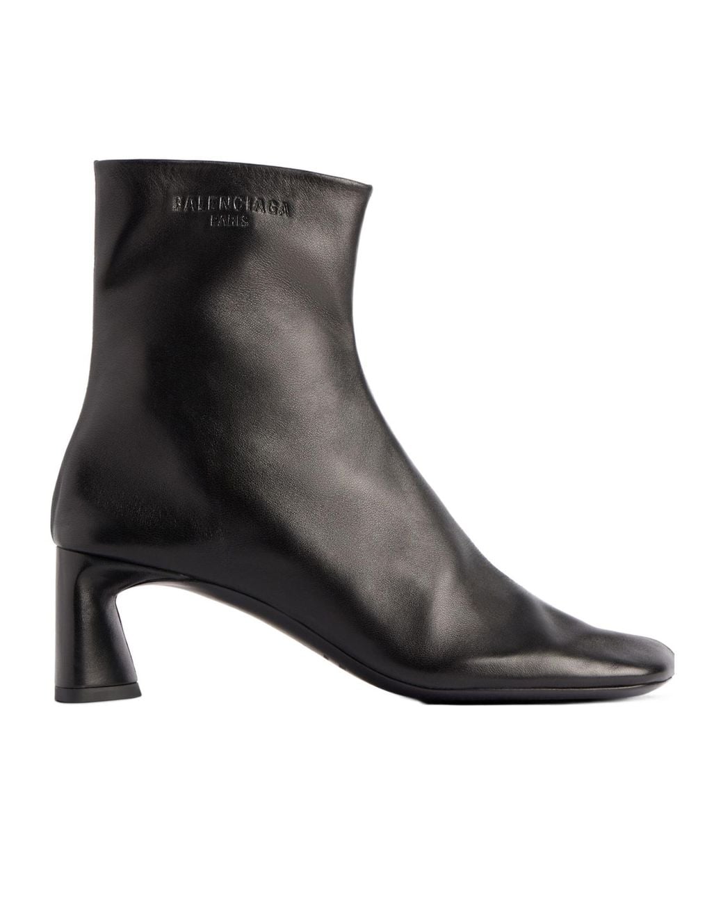 Balenciaga Black Soft Lambskin Square-Toe Booties