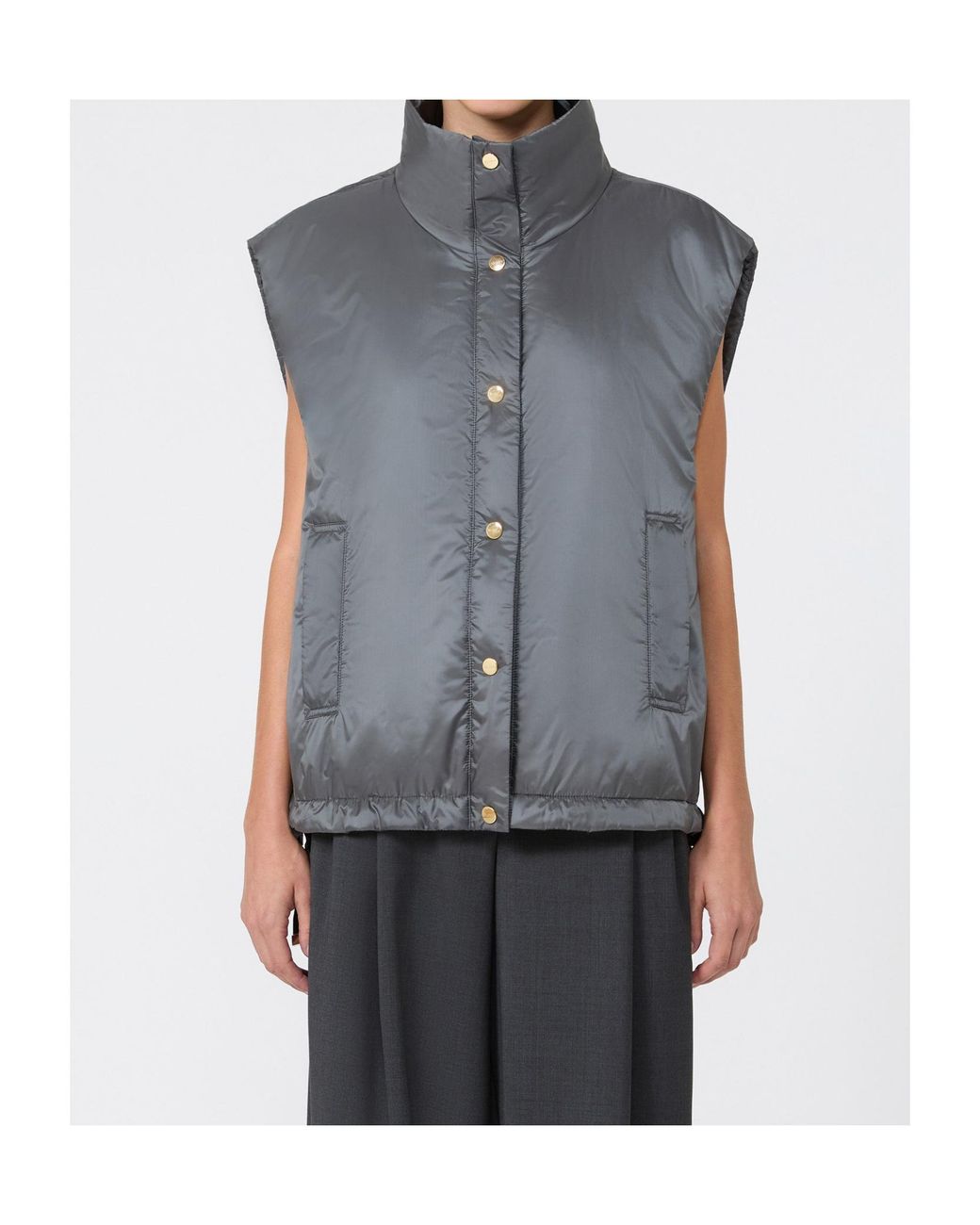 Max Mara Gray Oversized Water-Repellent Padded Gilet