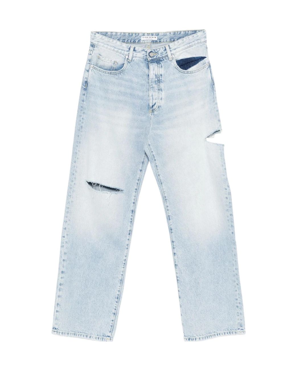ICON DENIM Blue Scott Distressed Jeans for men