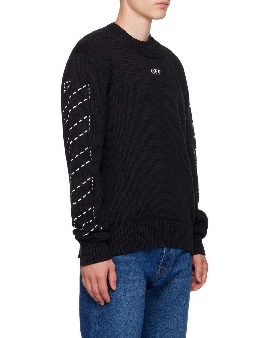 Off-White c/o Virgil Abloh Blue Arrows Motif Crewneck Knitted Jumper for men
