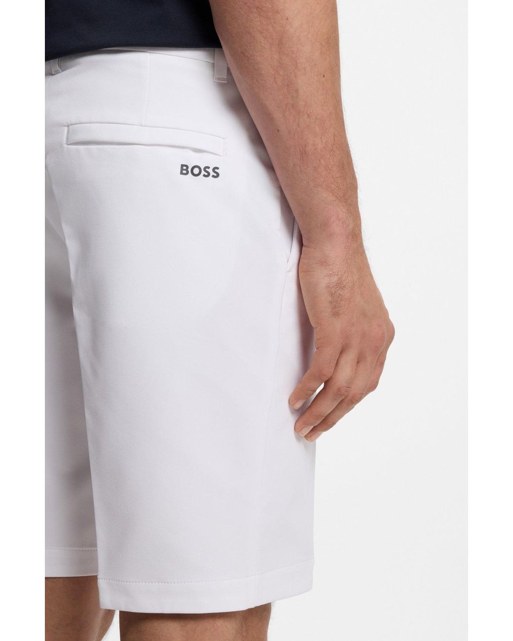 Boss White Water-Reppellent Chino Shorts for men
