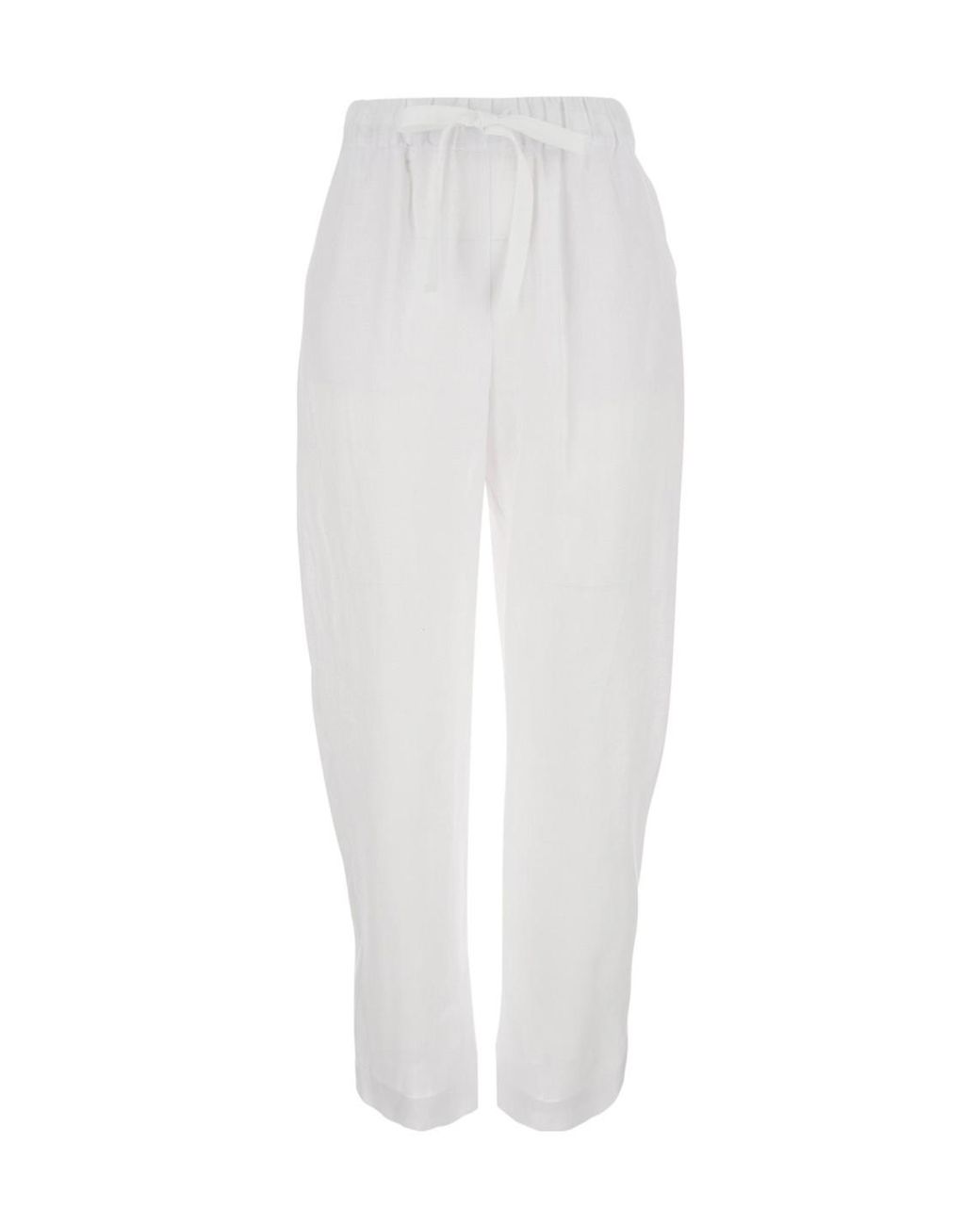 Semicouture White Semi Couture Elasticated Waist Linen Pants